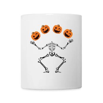 Squelette jongle avec des citrouilles d'Halloween - Mug blanc - blanc - Devant
