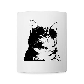 Cat with sunglasses in street art style - Mug - white - Front