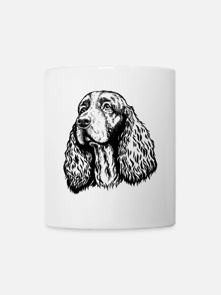 Springer Spaniel Portrait schwarz - Tasse - Weiß