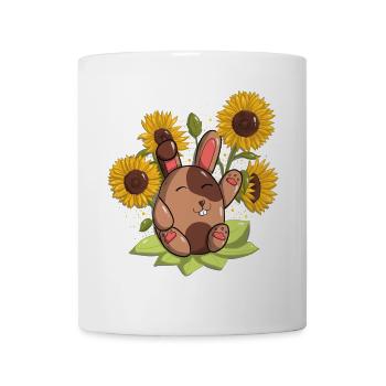 Lapin et tournesol - Mug blanc - blanc - Devant
