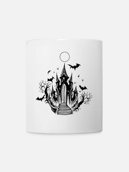 Vampir Schloss Fledermaus Halloween - Tasse - Weiß