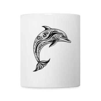 Dauphin avec des motifs Maori - Mug blanc - blanc - Devant