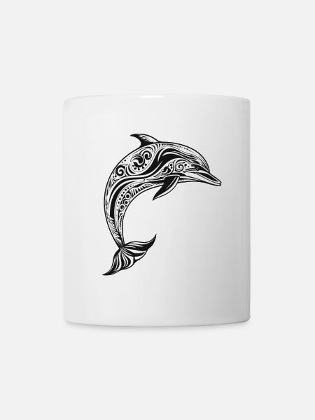 Dauphin avec des motifs Maori - Mug blanc - blanc