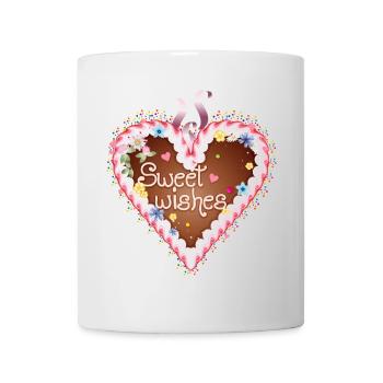 Gingerbread heart folk festival with icing and wishes - Mug - white - Front