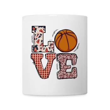 j’adore le lettrage de basket-ball - Mug blanc - blanc - Devant
