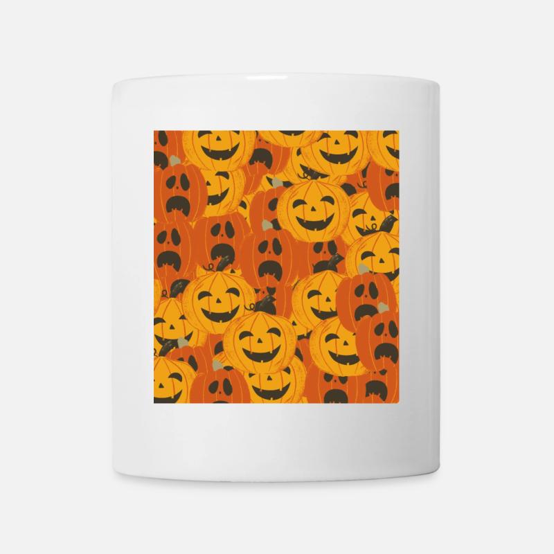 Gruselige Kürbisse Halloween Muster - Tasse - Weiß