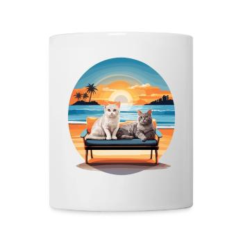 Katzen auf dem Sofa - Tasse - Weiß - Vorne