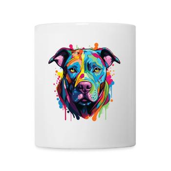 Pitbull breed dog with colorful popart style - Mug - white - Front