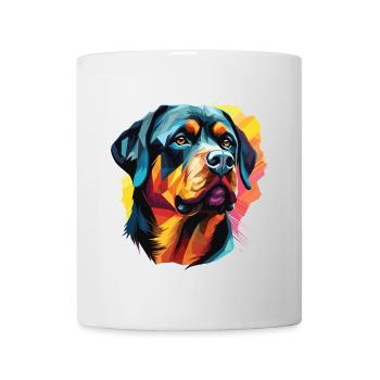 Chien de race Rottweiler avec style coloré Pop Art - Mug blanc - blanc - Devant