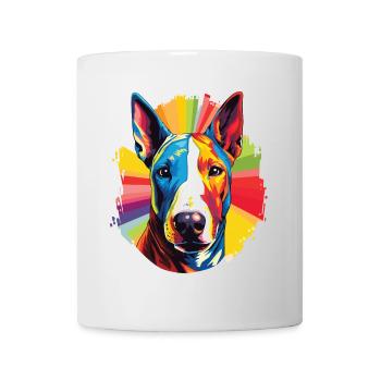 Porträt eines Hundes der Rasse Popart Bullterrier - Tasse - Weiß - Vorne