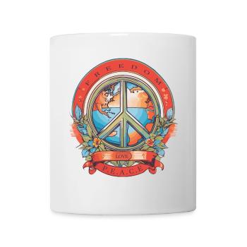 Freiheit, Liebe, Frieden - Tasse - Weiß - Vorne