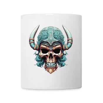 Ein Totenschädel trägt stolz einen Wikingerhelm - Tasse - Weiß - Vorne