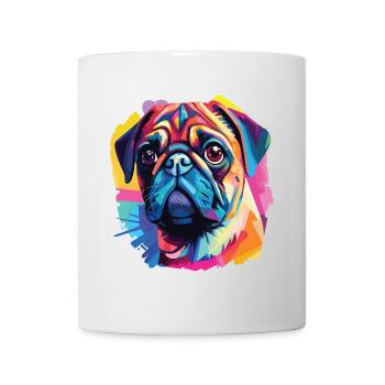 Ein Hundeporträt der Mopsrasse Pop Art - Tasse - Weiß - Vorne