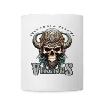 Ein Totenkopf mit Wikingerhelm - Tasse - Weiß - Vorne