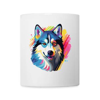 Porträt eines Husky-Hundes im Pop-Art-Stil - Tasse - Weiß - Vorne