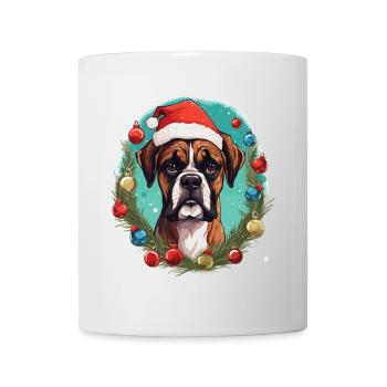 Ein Hund der Rasse Boxer in weihnachtlicher Atmosphäre - Tasse - Weiß - Vorne