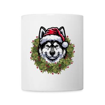 Weihnachten mit Husky Design für Hunde-Liebhaber - Tasse - Weiß - Vorne