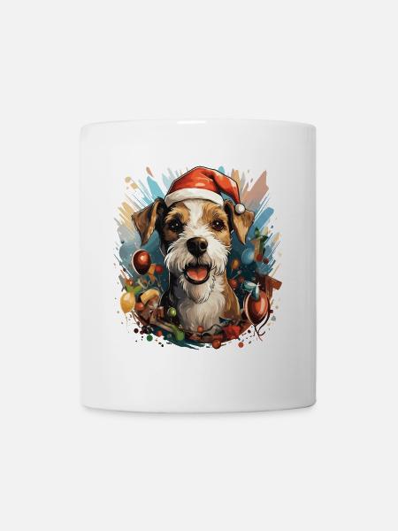 Chien de la race Fox Terrier fête de noël - Mug blanc - blanc