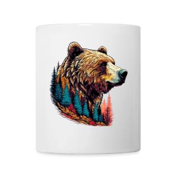 Ours avec des décorations de forêt - Mug blanc - blanc - Devant