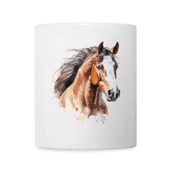 Portrait de cheval avec un style aquarelle - Mug blanc - blanc - Devant