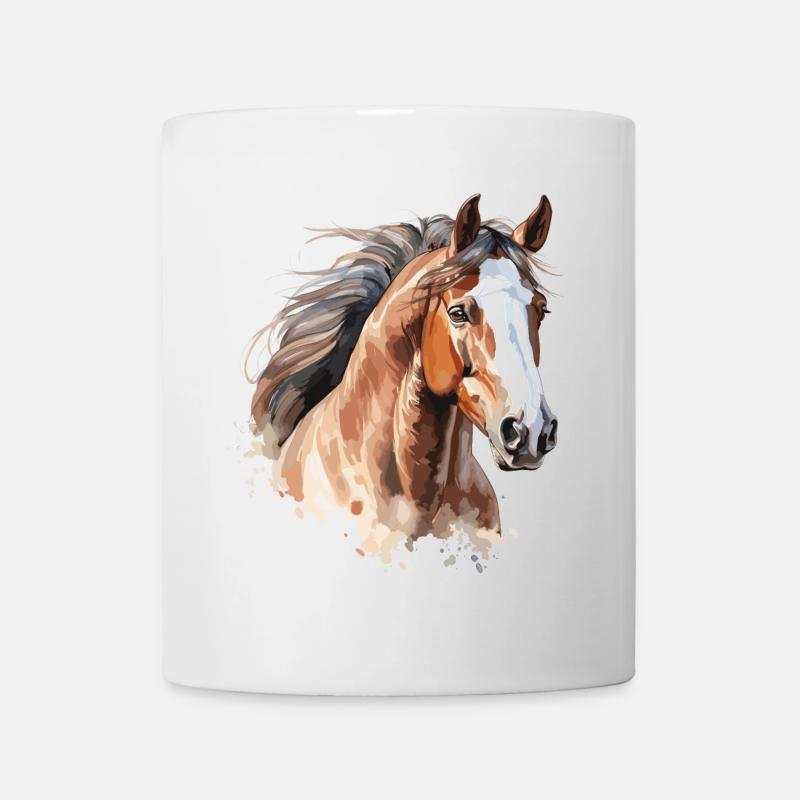 Portrait de cheval avec un style aquarelle - Mug blanc - blanc