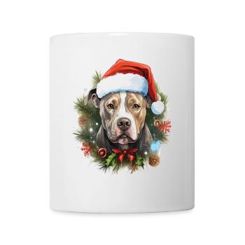 Chien de la race Pitbull qui fête Noël avec vous - Mug blanc - blanc - Devant