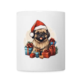 Pekingese breed dog celebrating Christmas with you - Mug - white - Front