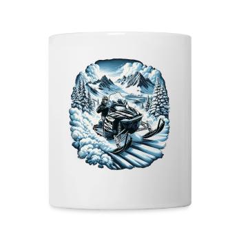 Snowmobiling in a mountainous landscape - Mug - white - Front