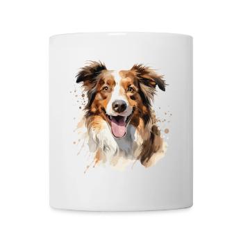 Un chien de la race berger australien aquarelle - Mug blanc - blanc - Devant