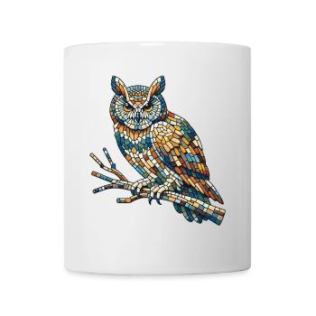 Portrait of an owl on a mosaic branch - Mug - white - Front