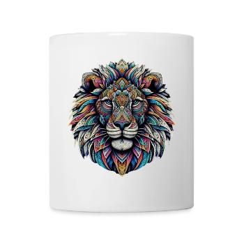 Lion décoré de mandalas - Mug blanc - blanc - Devant