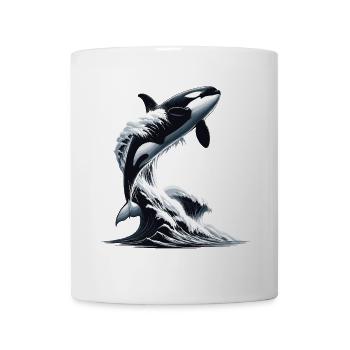 Ein Orca, der in einen Wellenozean springt - Tasse - Weiß - Vorne