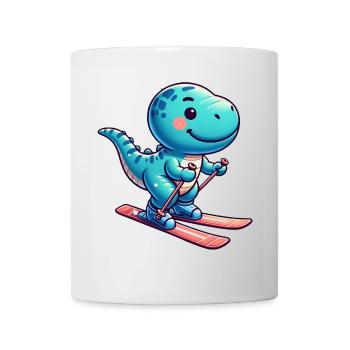 Mignon T-Rex dinosaure et skieur - drôle - Mug blanc - blanc - Devant