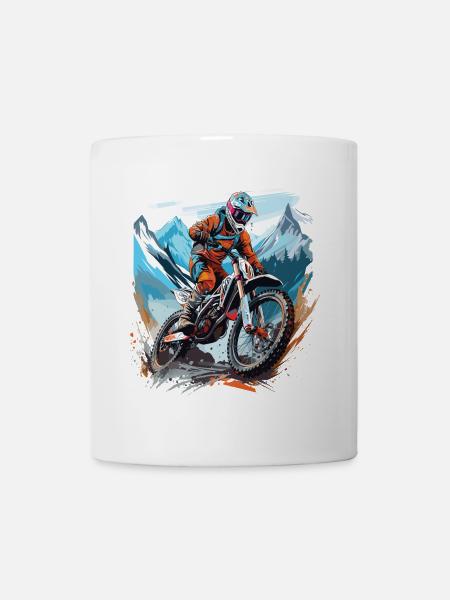 Motocross with a mountain backdrop - Mug - white