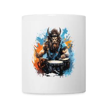 Ein Wikingerkrieger, der Schlagzeug spielt. - Tasse - Weiß - Vorne