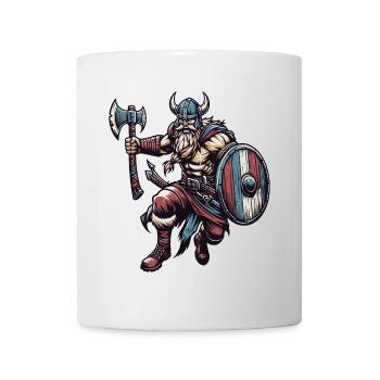 Ein aggressiver Wikinger mit Schwert und Schild - Tasse - Weiß - Vorne
