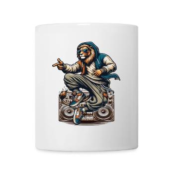 Un lion hiphop avec sweat capuche et sneakers - Mug blanc - blanc - Devant
