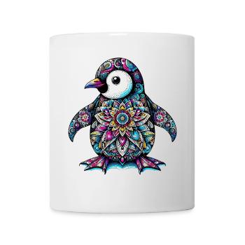 Pinguin mit Mandalas verziert - Tasse - Weiß - Vorne