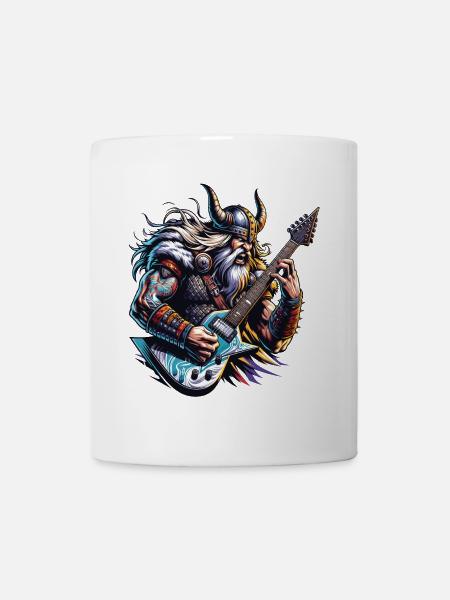 Viking warrior who plays electric guitar. - Mug - white