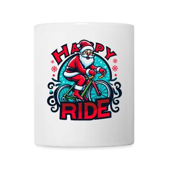 Festliche Weihnachtsmann Fahrrad Illustration - Tasse - Weiß - Vorne