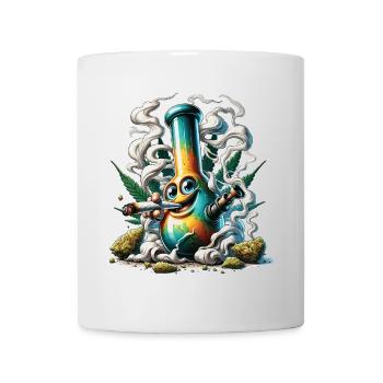A bong smoking a cannabis joint - Mug - white - Front