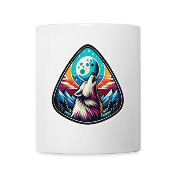 A wolf howling under the full moon - Mug - white - Front