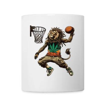 Un lion rasta qui fait un dunk au basket - Mug blanc - blanc - Devant