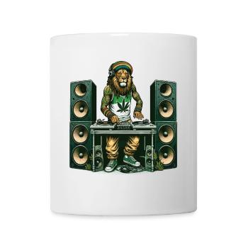 Ein Rasta-Löwen-DJ-Mixing, umgeben von Lautsprechern - Tasse - Weiß - Vorne