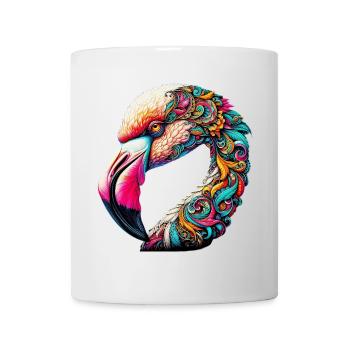 Rosa Flamingo mit Mandalas verziert - Tasse - Weiß - Vorne