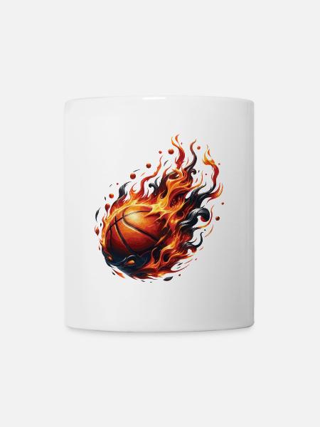 Un ballon de basket en feu - Mug blanc - blanc