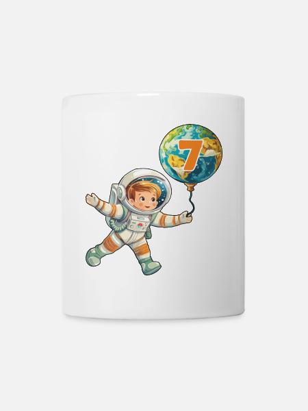 7 Birthday Astronaut Earth Space 7 Years - Mug - white
