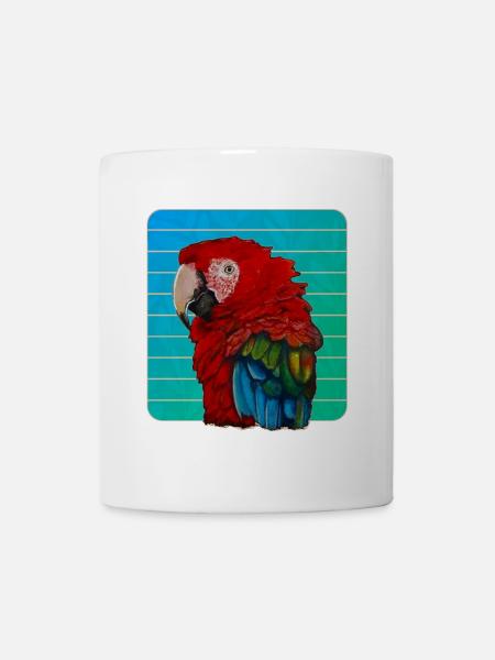 Roter Ara Papagei Gouache Malerei - Tasse - Weiß