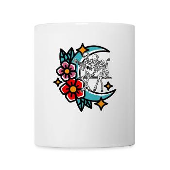 Moon Fantasy Skeleton Guitar Musician Guitarist - Mug - white - Front