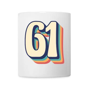 Vintage Retro T-Shirt Nummer 61 Sixty One - Tasse - Weiß - Vorne